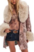 Free People Mercer Faux Fur Trim Tapestry Coat