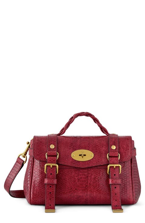 Mini Alexa Snake Embossed Leather Satchel