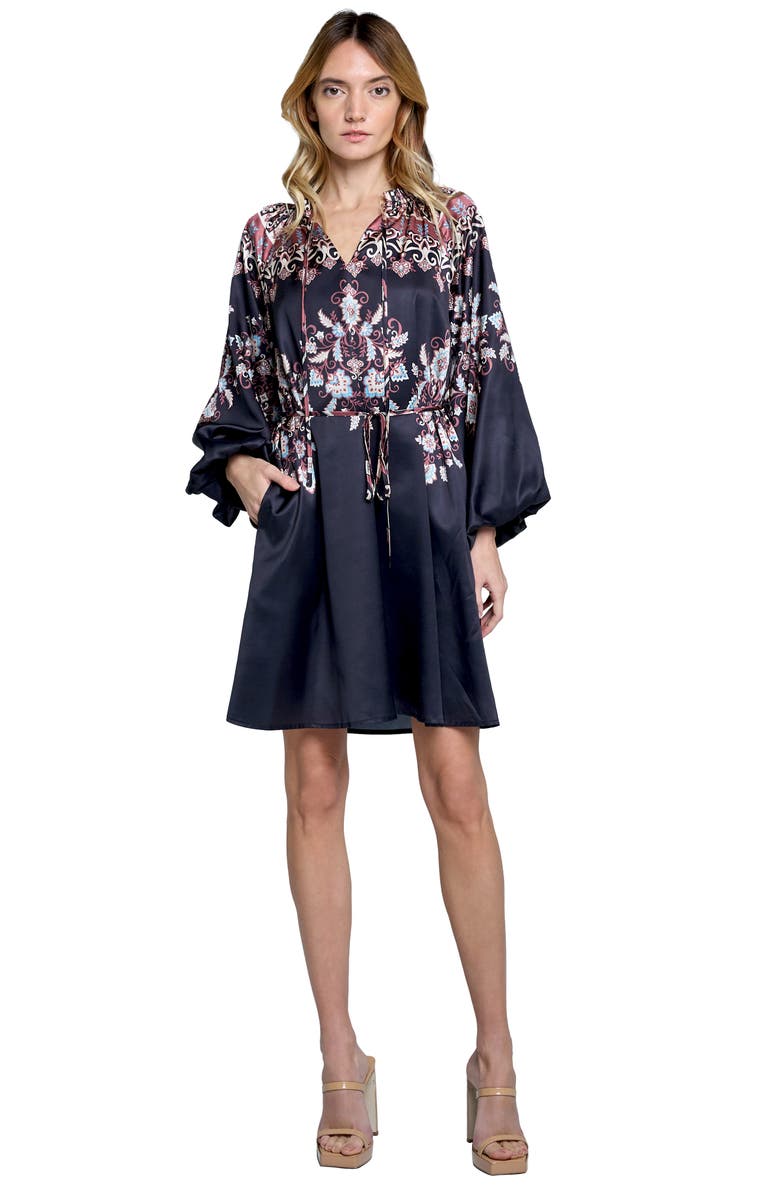 CIEBON Liana Placed Paisley Long Sleeve, Alternate, color, Black/ Brown