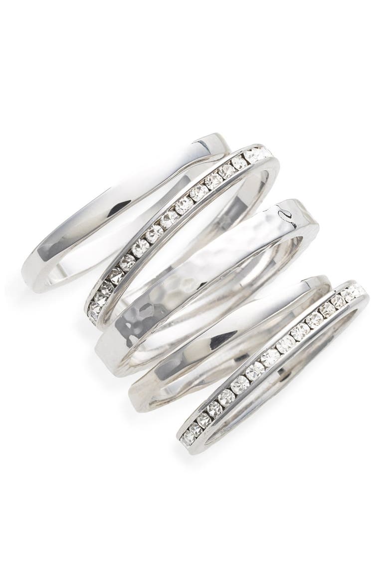 Slim Stackable Rings, Alternate, color, SILVER/CLEAR CRYS