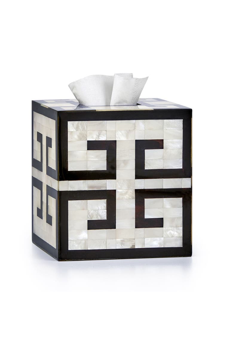 Greek Key Tissue Cover, Main, color, IVORY