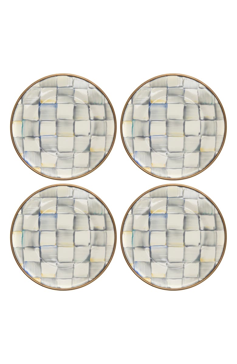 MACKENZIE CHILDS Sterling Check<sup>®</sup> Set of 4 Appetizer Plates, Main, color, Grey/ White