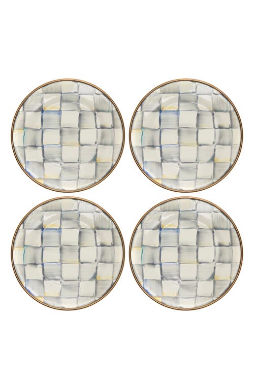 Mackenzie-childs Sterling Check Enamel 4-piece Appetizer Plate Set