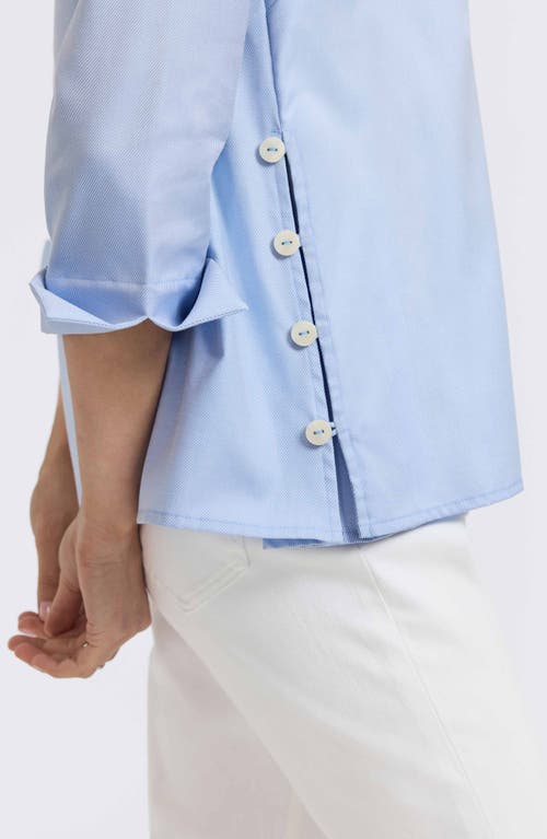 Foxcroft Beatrice Side Button Shirt In Soft Blue