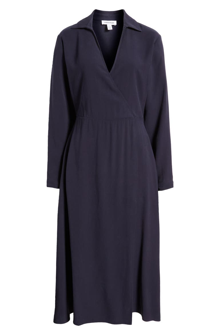 Long Sleeve A-Line Dress, Alternate, color, NAVY NIGHT