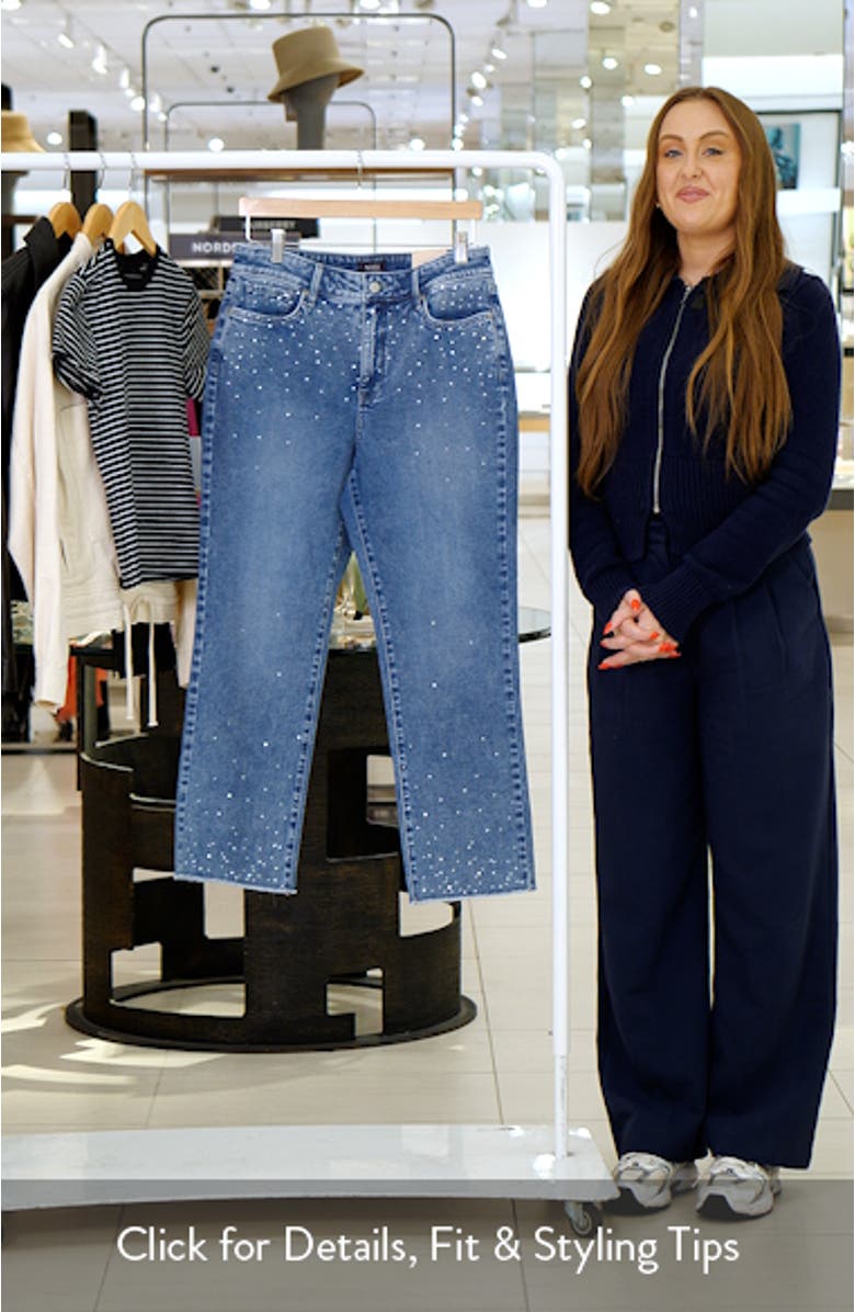 Marilyn Embellished Frayed High Waist Ankle Straight Leg Jeans, sales video thumbnail