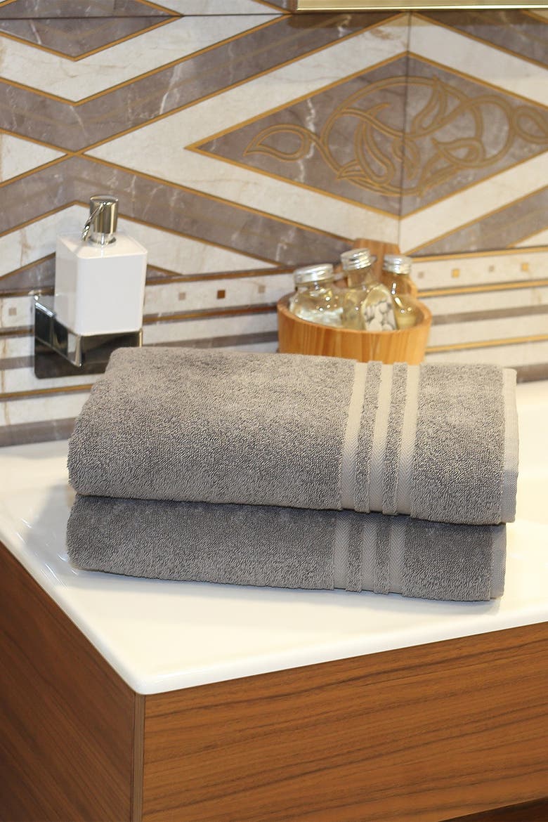 Denzi Bath Towels - Set of 2 - Dark Grey, Alternate, color, DARK GREY