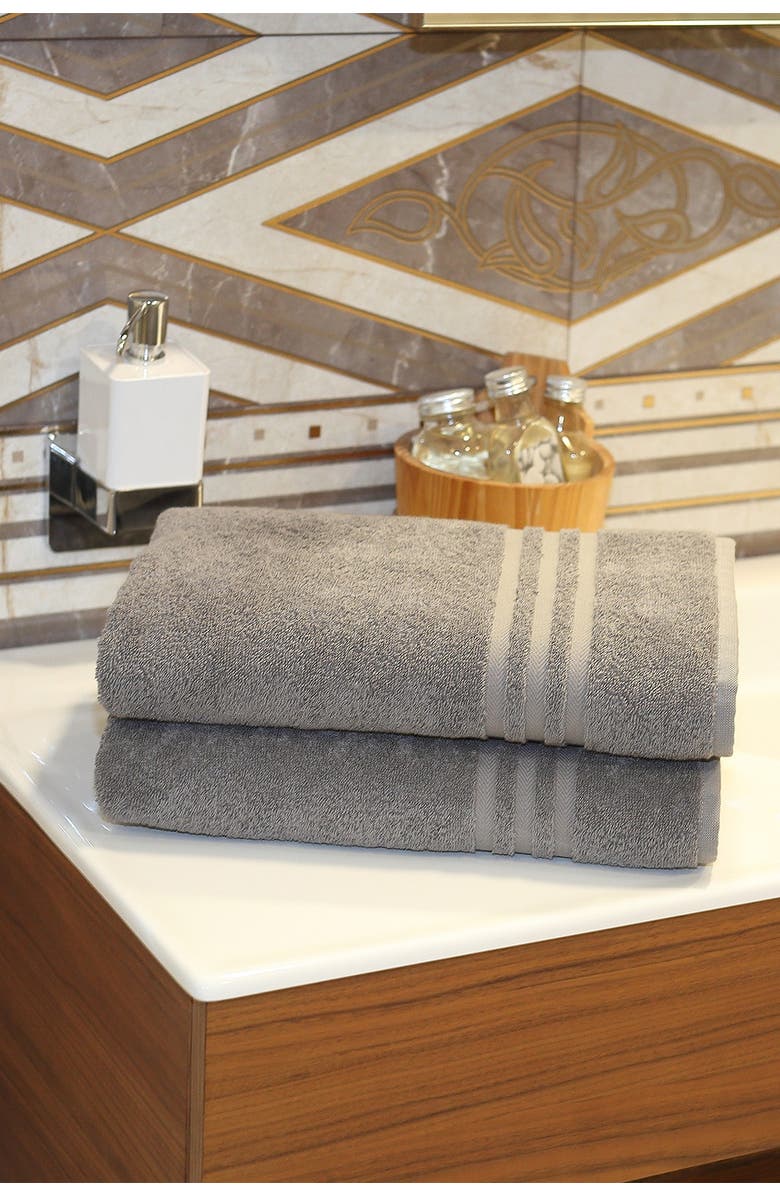 Linum Home Textiles Denzi Bath Towels - Set of 2 - Dark Grey, Alternate, color, Dark Grey