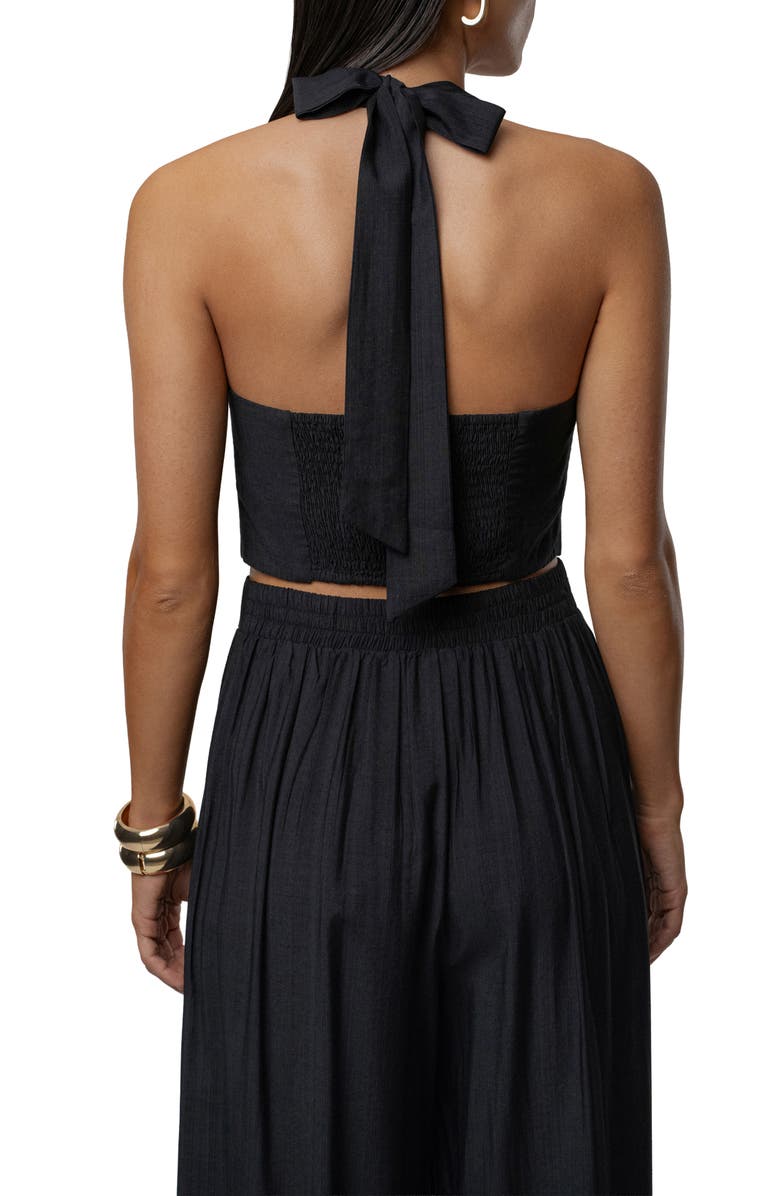 JLUXLABEL Tropical Daze Halter Top & Wide Leg Pant Set, Alternate, color, Black