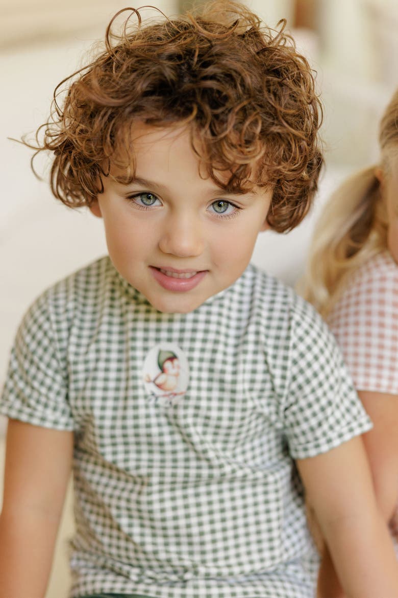 Gingham Owl Collection - Tee and Shorts, Alternate, color, Sage