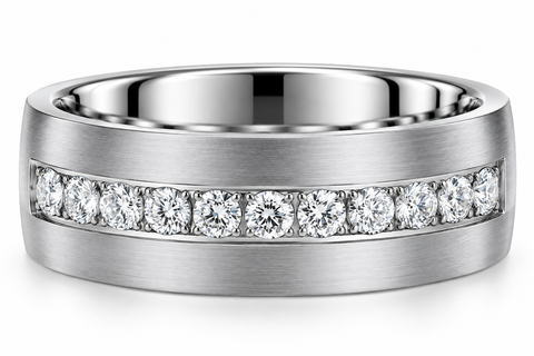 Men's 5/8ct Diamond 8mm Comfort Fit Ring Low Dome Titanium Wedding Band
