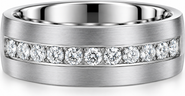Bliss Diamond Men's 5/8ct Diamond 8mm Comfort Fit Ring Low Dome Titanium Wedding Band