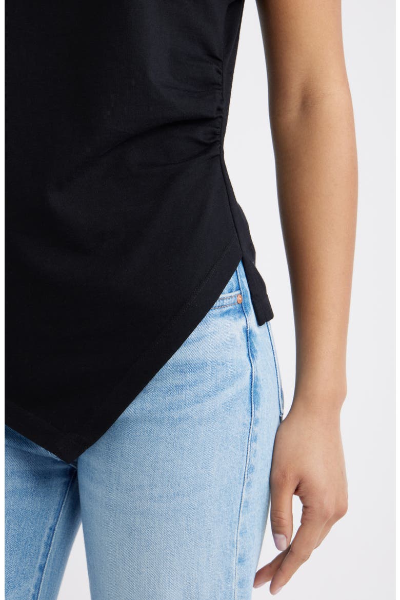 Asymmetric Cotton T-Shirt, Alternate, color, BLACK