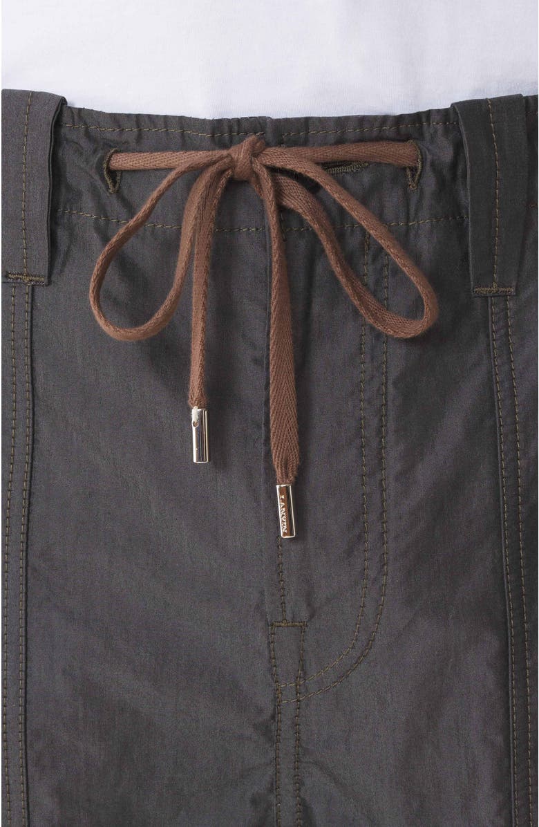 Lanvin Wide-Leg Chambray Pants, Alternate, color, Black