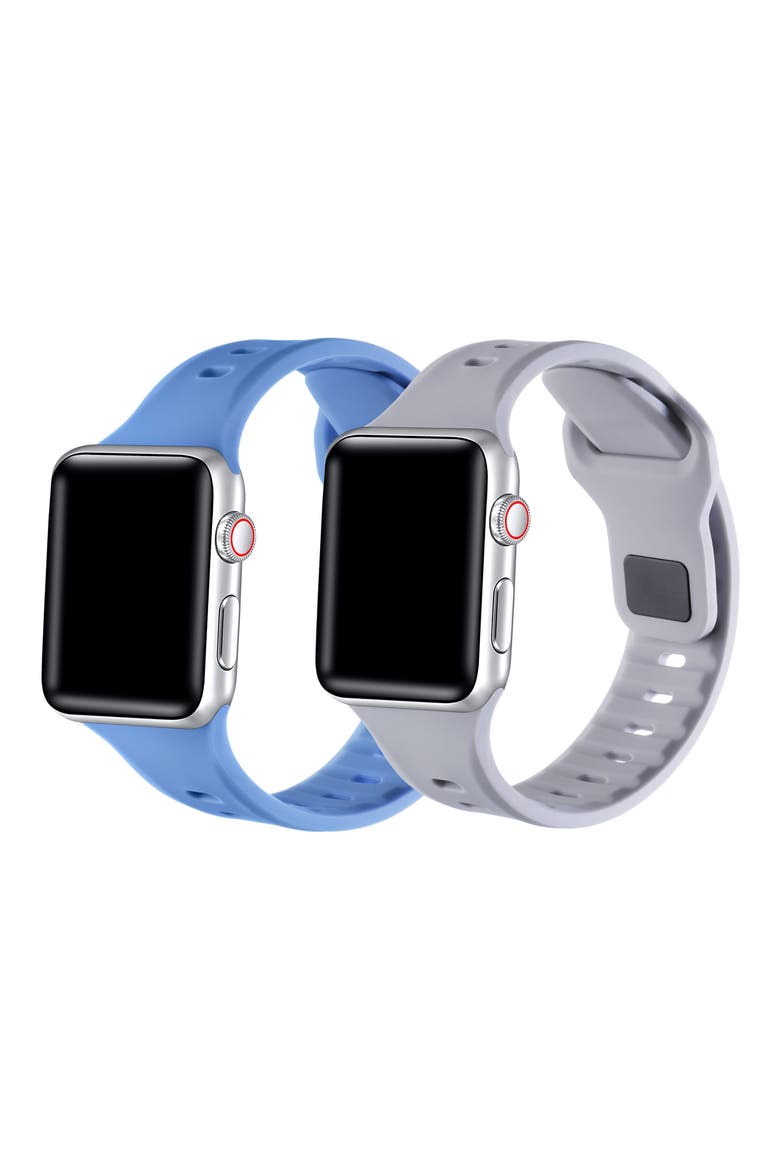2-Pack Silicone Watch Bands, Alternate, color, BLUE/ GREY