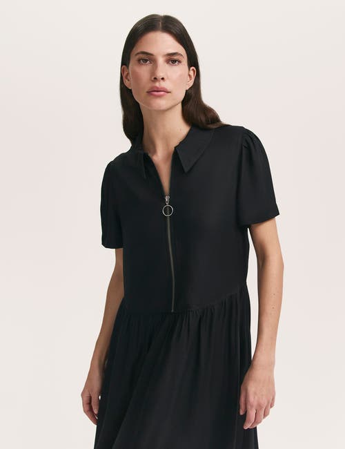 Finery London Orion Zip Front Midi Shirt Dress In Black