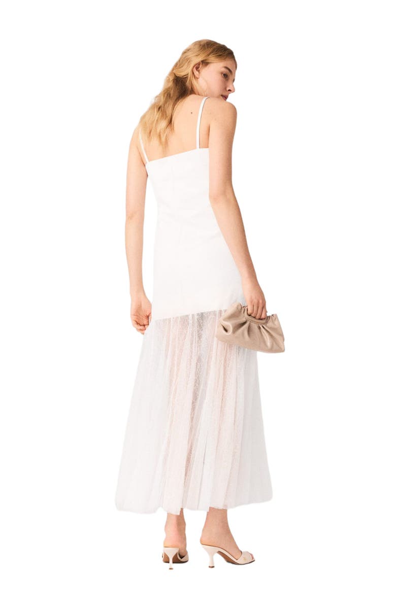 maje Taffeta and lace dress, Alternate, color, White