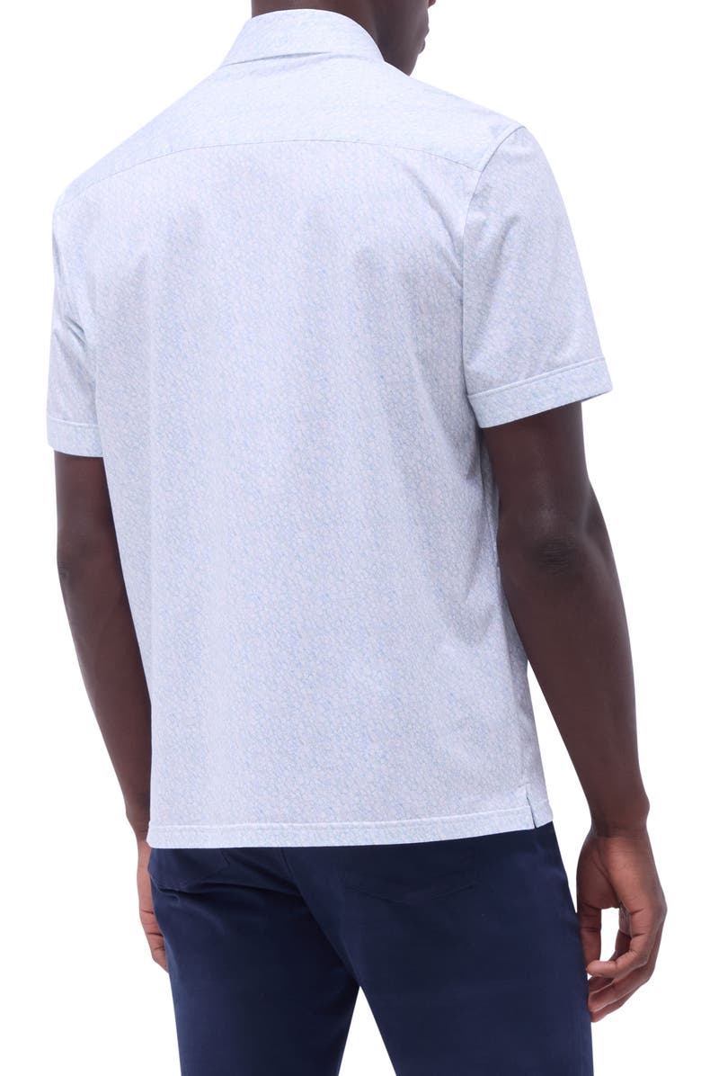 Bugatchi Milo OoohCotton<sup>®</sup> Guitar Print Short Sleeve Button-Up Shirt, Alternate, color, Menthol