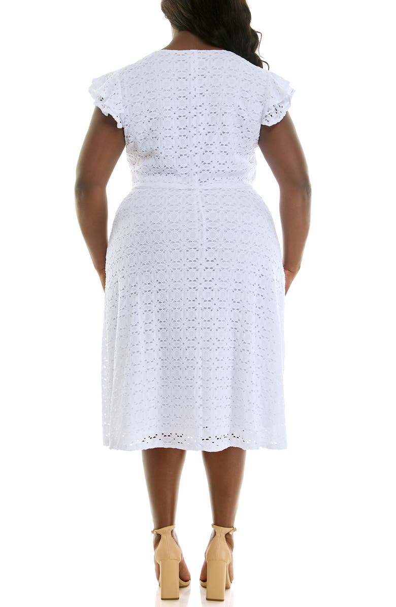 Nina Leonard Cap Sleeve Lace Fit & Flare Dress, Alternate, color, White