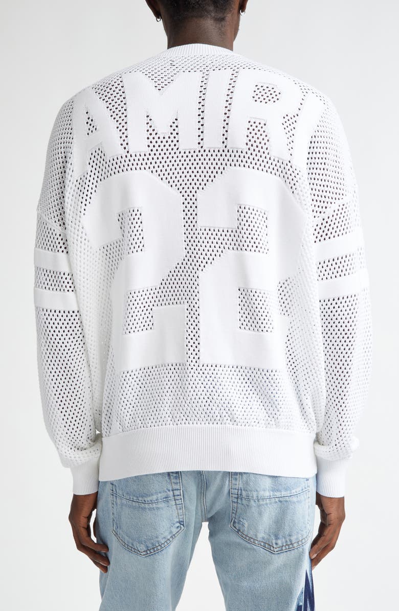 AMIRI 22 Crew Open Stitch Sweater, Alternate, color, White