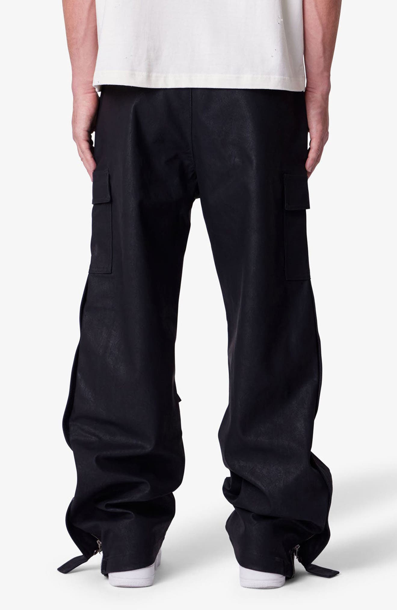mnml Ultra Baggy Side Snap Faux Leather Cargo Pants (Men) | Nordstrom
