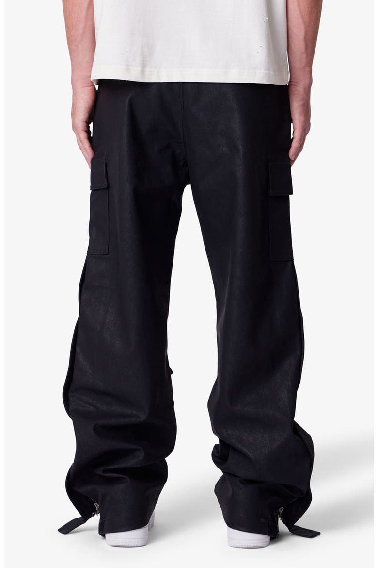Ultra Baggy Side Snap Faux Leather Cargo Pants, Alternate, color, BLACK