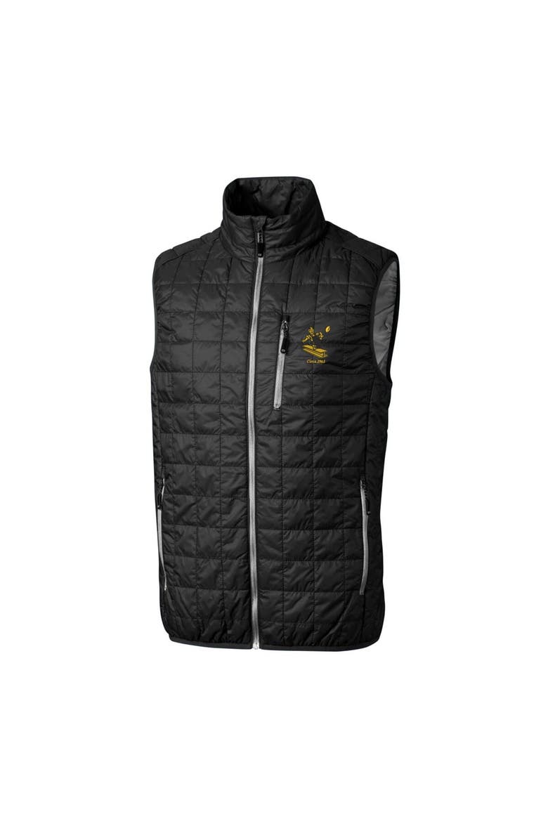 Cutter & Buck Men's Cutter & Buck Black Pittsburgh Steelers Throwback Logo Rainier PrimaLoft Eco Insulated Full-Zip Puffer Vest, Alternate, color, 