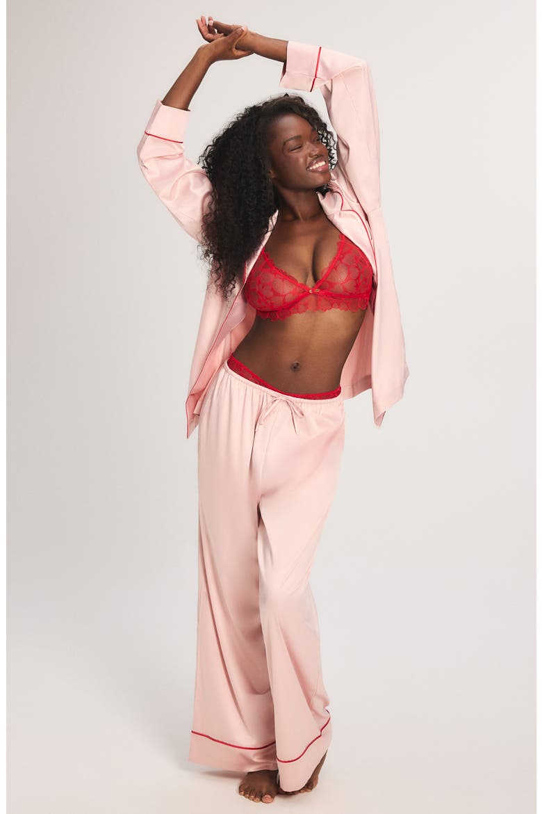 Satin Ever After Pajama Shirt, Alternate, color, RETRO ROSE