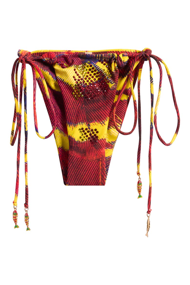 Diamante Crystal Embellished Side Tie Bikini Bottoms, Main, color, MULTI