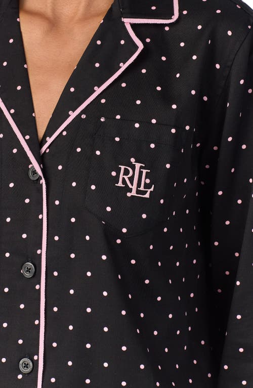 Ralph Lauren Women's Notched-collar Pajama Set In Black Dot