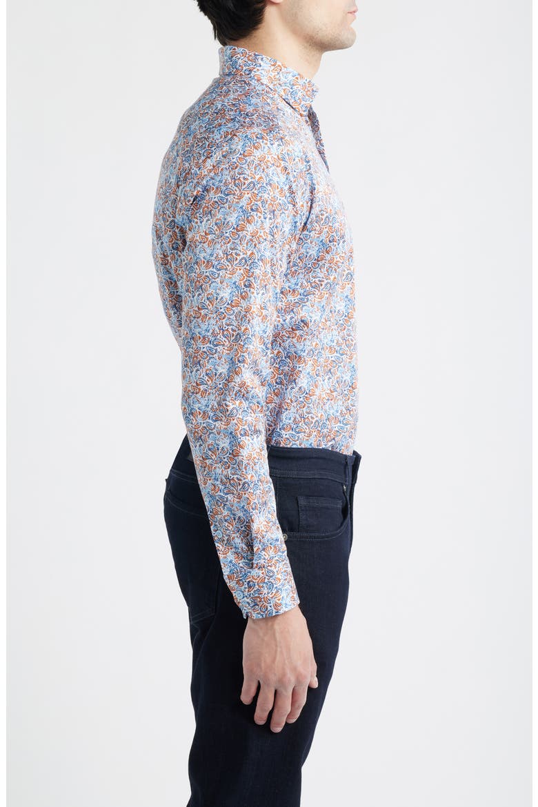 Logan Print Button-Up Shirt, Alternate, color, ORANGE/ NAVY PAISLEY