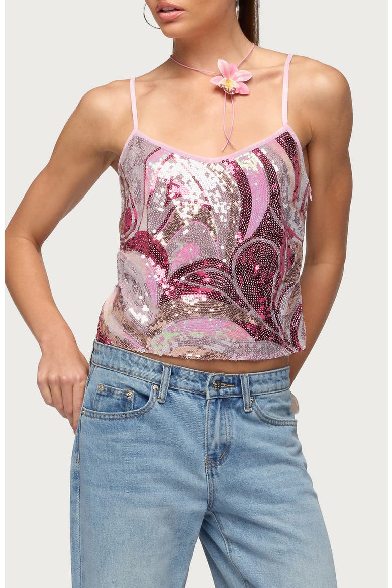 Ceren Abstract Sequin Camisole, Main, color, PINK