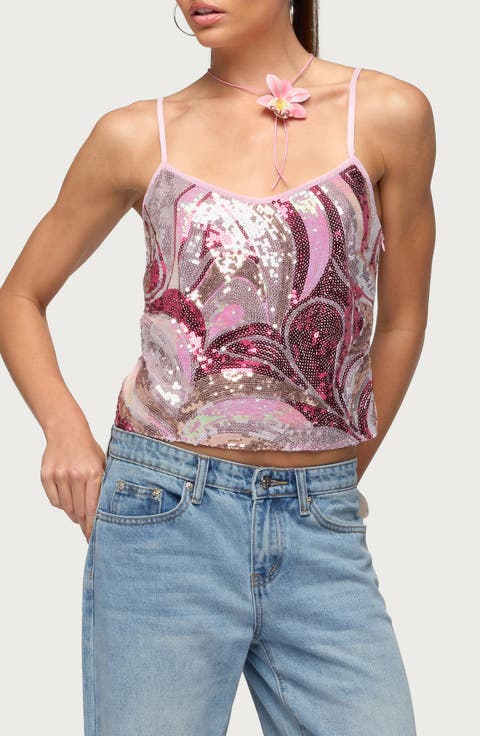 Ceren Abstract Sequin Camisole