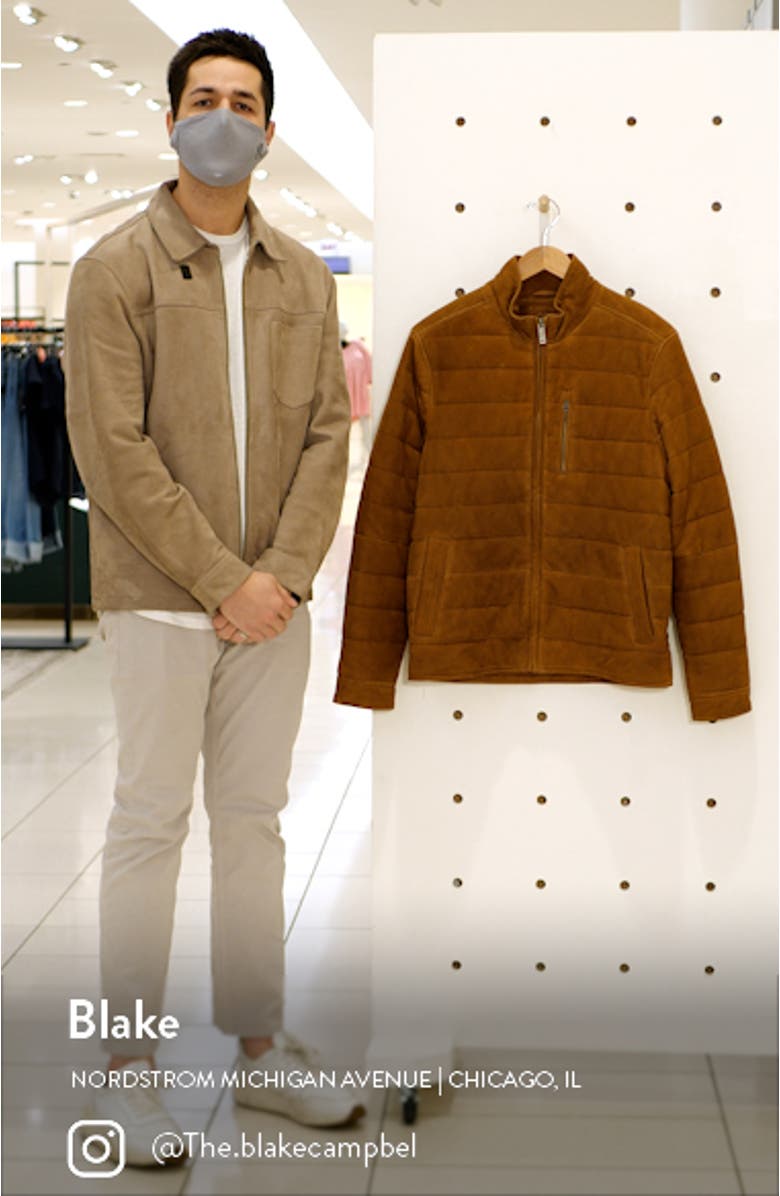 Waverley Water Repellent Quilted Suede Bomber Jacket, sales video thumbnail