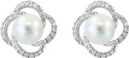 EFFY Sterling Silver Freshwater Pearl & Diamond Stud Earrings