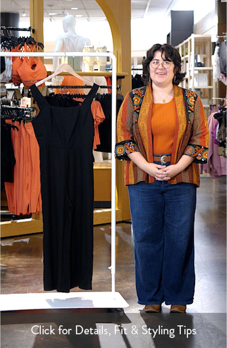 Straight Leg Linen Blend Jumpsuit, sales video thumbnail