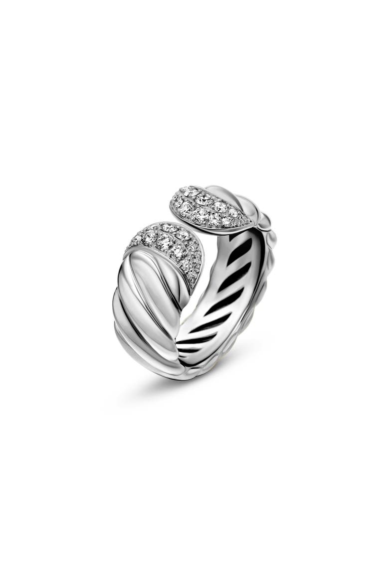 Sculpted Cable Ring with Pavé Diamonds, Alternate, color, DIAMOND/ SILVER