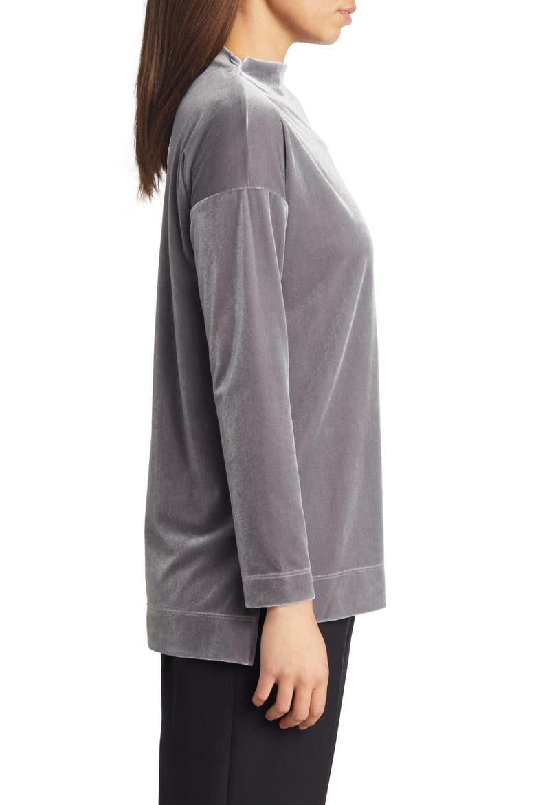 Velour Funnel Neck Pullover, Alternate, color, ROCKY SHORE