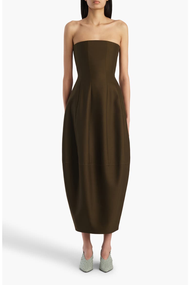 Stela Strapless Dress, Main, color, DARK OLIVE