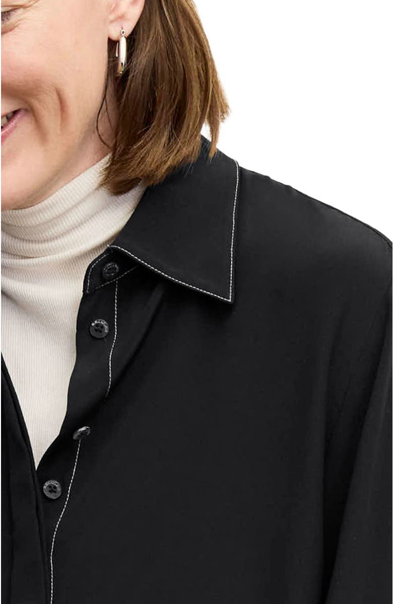 M.M.LaFleur Mira Printed Washable Silk Anywhere Shirt, Alternate, color, Black