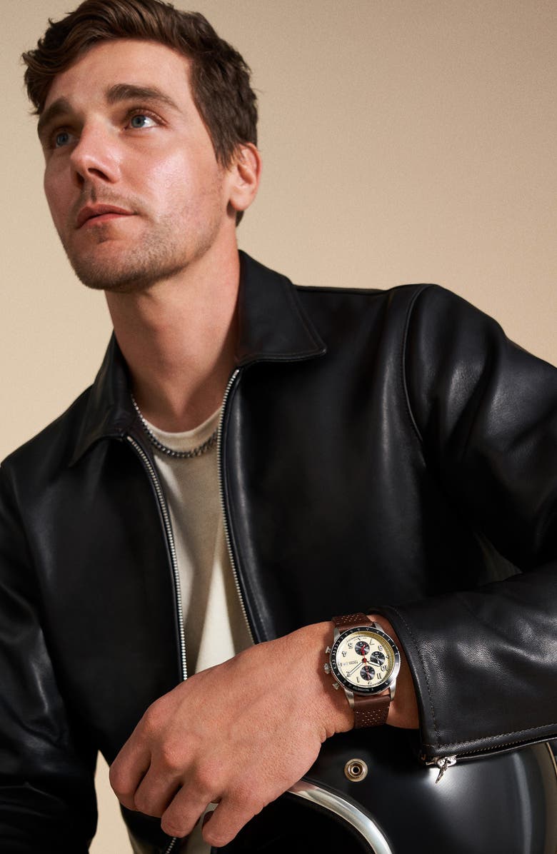 Fossil Sport Tourer Silicone Strap Chronograph Watch, 42mm, Alternate, color, Brown