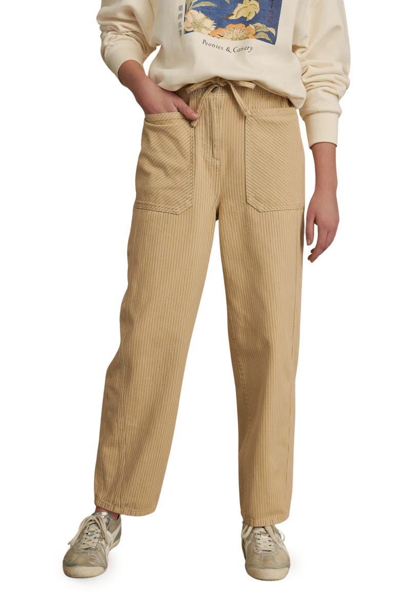 NEXT Stripe Tie Waist Baggy Pants, Main, color, Neutral