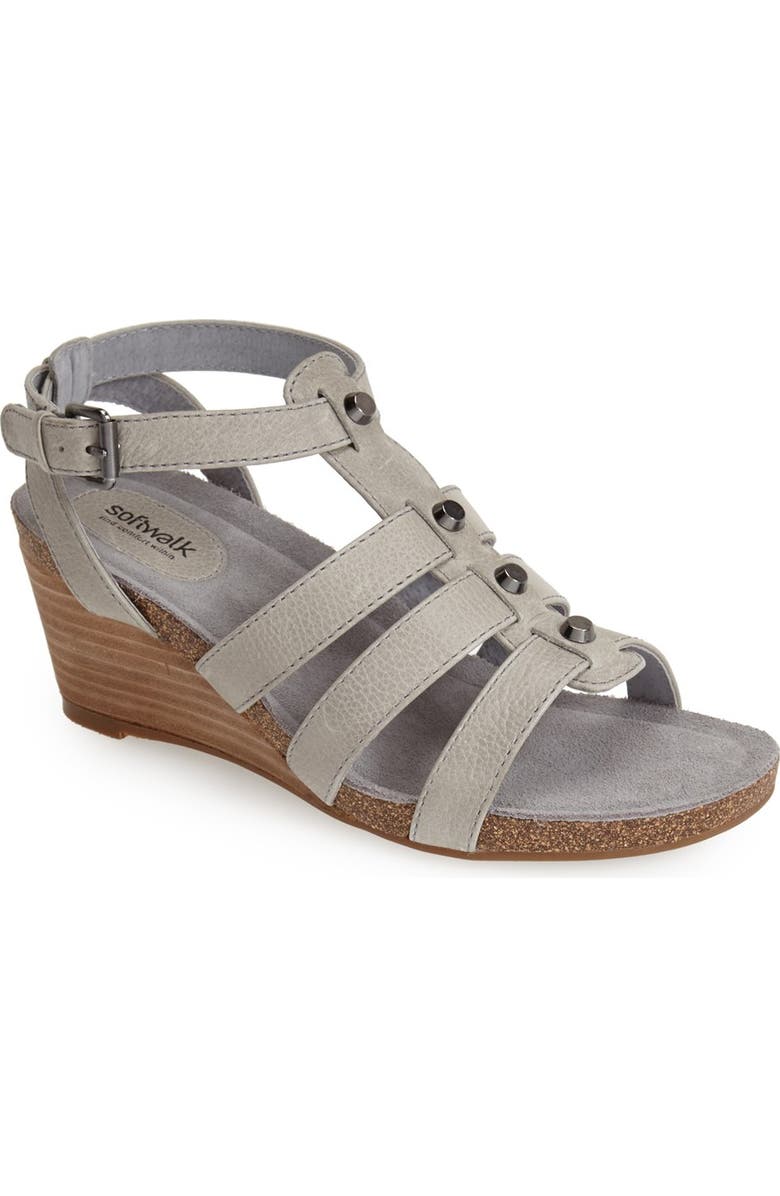 SoftWalk<sup>®</sup> 'Jacksonville' Leather Wedge Sandal, Main, color,