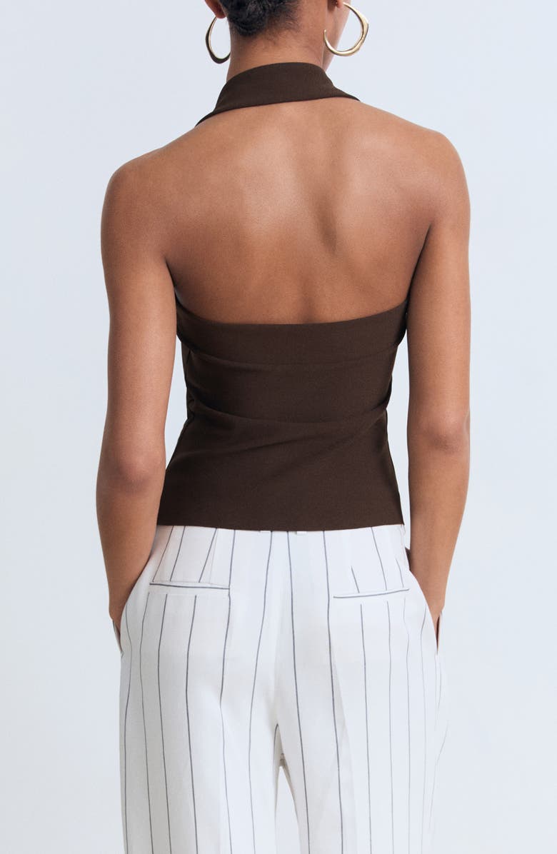 MANGO Textured Halter Top, Alternate, color, Brown