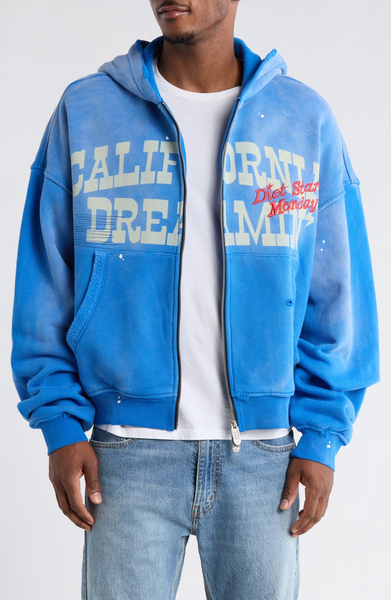 DIET STARTS MONDAY California Dreamin' Zip Hoodie, Main, color, Blue