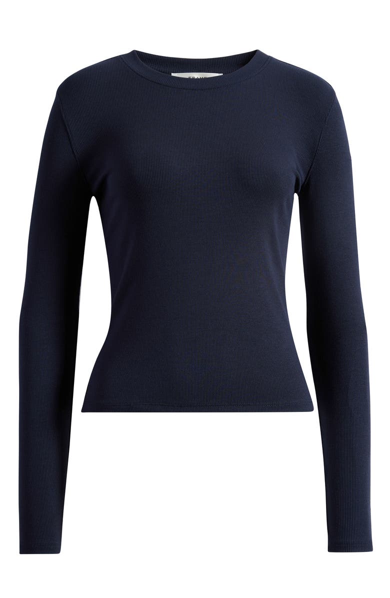 FRAME The Long Sleeve Rib Crewneck T-Shirt, Alternate, color, Navy