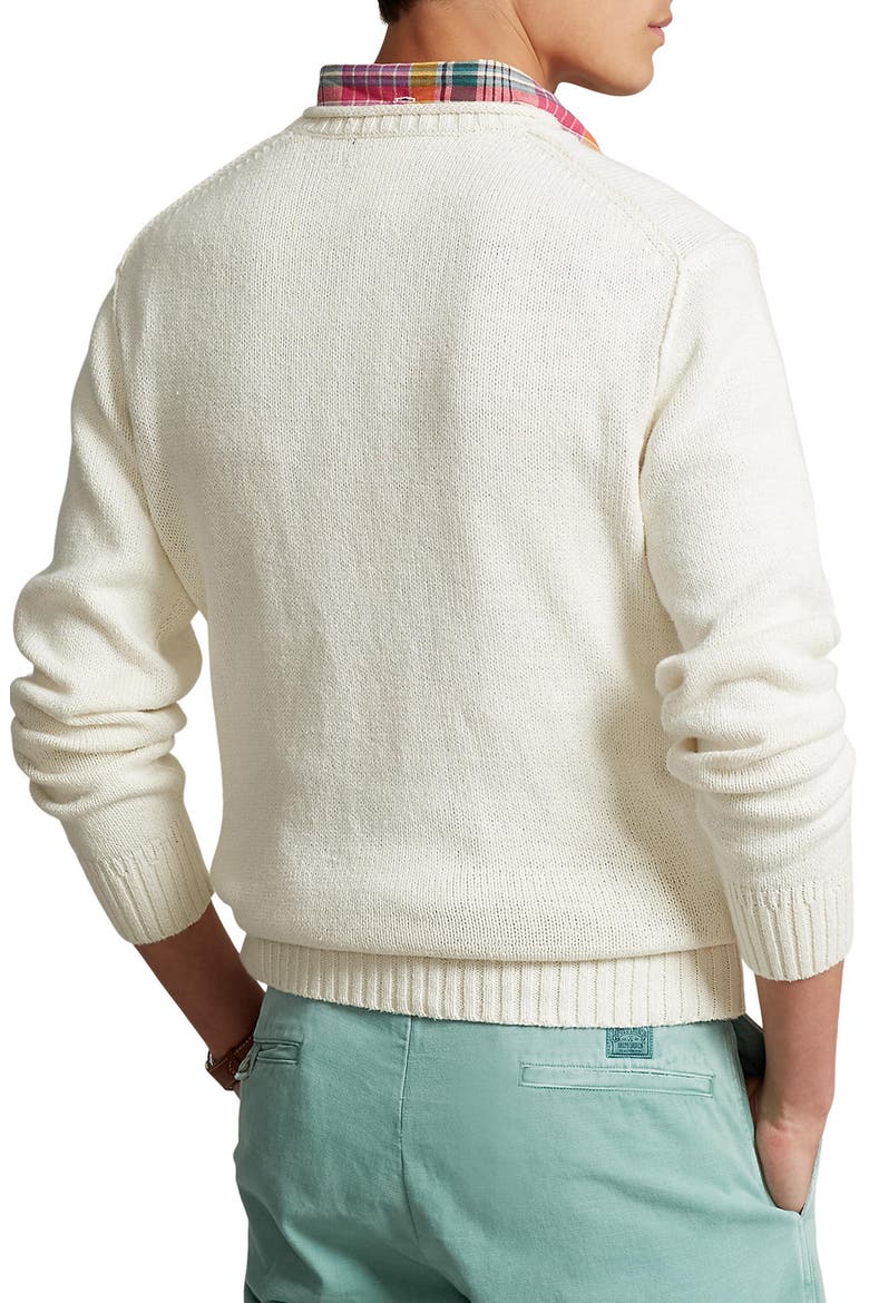 Cotton & Linen Graphic Crewneck Sweater, Alternate, color, CREAM MULTI