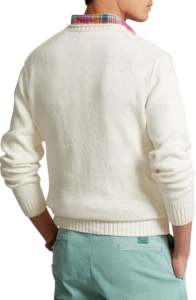 Polo Ralph Lauren Cotton & Linen Graphic Crewneck Sweater, Alternate, color, Cream Multi