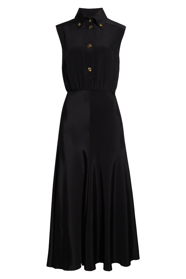 Amara Silk Button-Down Shirtdress, Alternate, color, BLACK