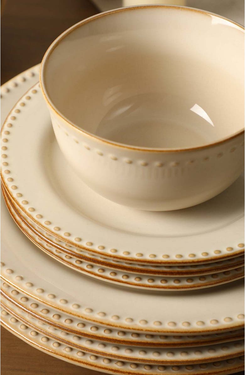 Stone Lain Comet Stoneware 12-Piece Dinnerware Set, Alternate, color, Cream
